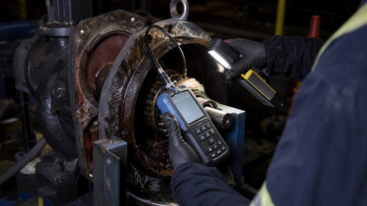 Diagnóstico nocturno de un rodamiento industrial con equipo portátil